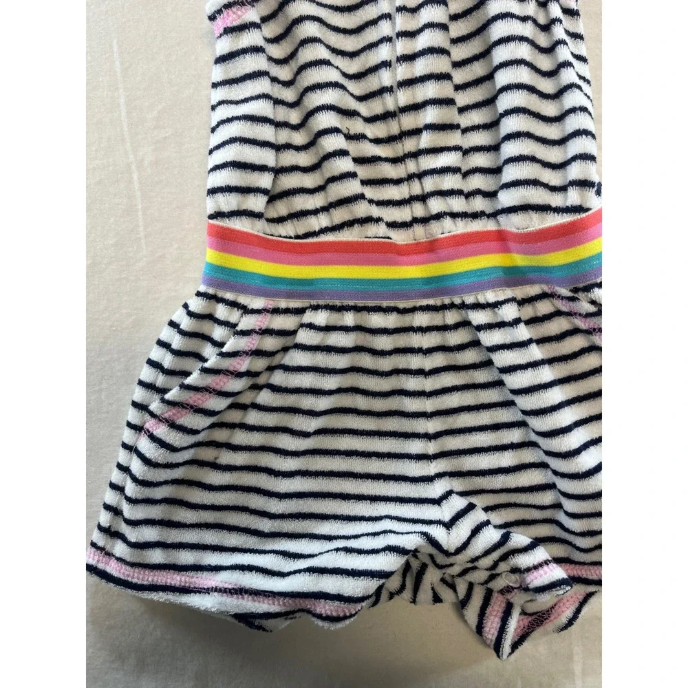 Juicy Couture Kids Girls 24M Striped Terry Hooded Romper‎ Rainbow Waist